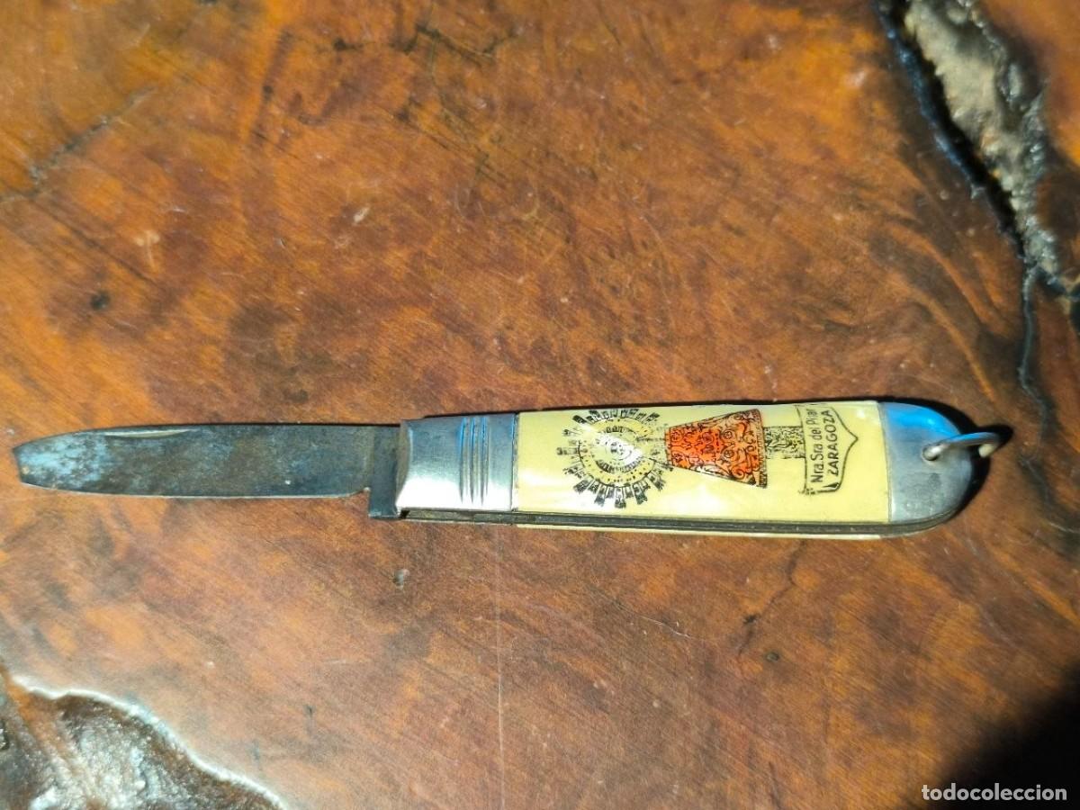 Militaria: Antigua navaja virgen del pilar. despuntada. 7'2cm cerrada. Abierta 12,5cm aprox
