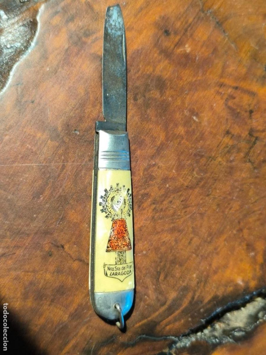 Military Antiques: Antigua navaja virgen del pilar. despuntada. 7'2cm cerrada. Abierta 12,5cm aprox