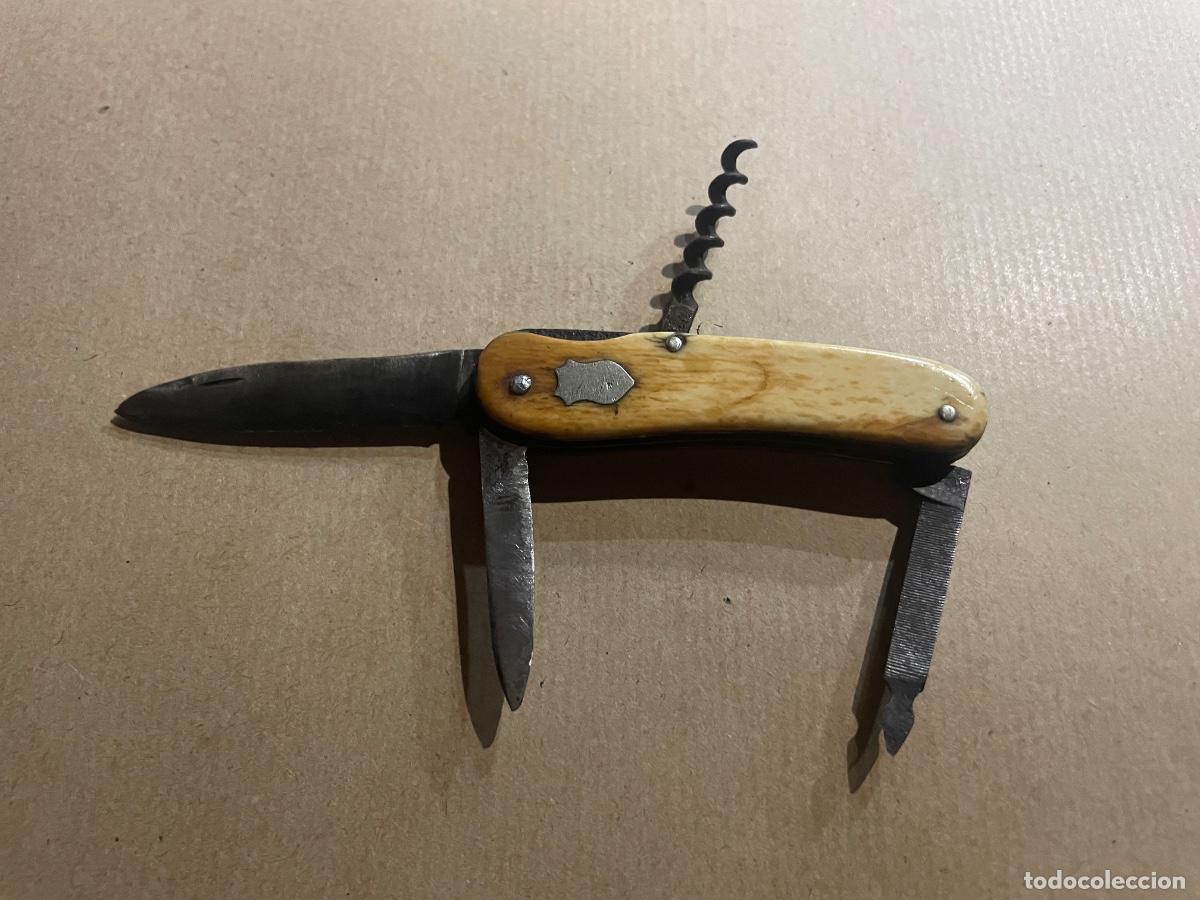 Militaria: ANTIGUA NAVAJA MULTIUSOS 5 USOS ,COMOLETA , CACHAS DE MARFIL