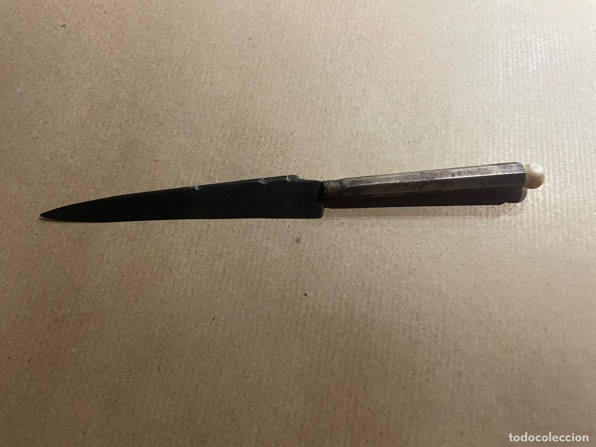 Militaria: ANTIGUO CUCHILLO PU&Ntilde;AL CACHAS PLATA Y MARFIL 16,3CM.