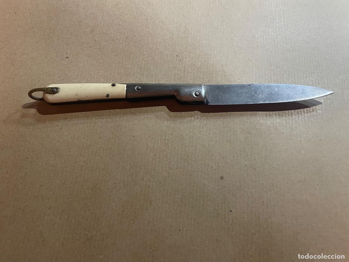 Militaria: ANTIGUA NAVAJA CACHA GRABADA MORTE AL NEMICO ABIERTA 17 CM. CERRADA 9,5CM.