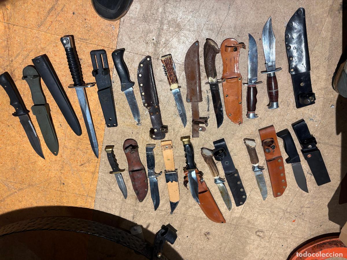 Militaria: Gran lote de Cuchillos de caza bayoneta aitor Muela comando pu&ntilde;al en hueso