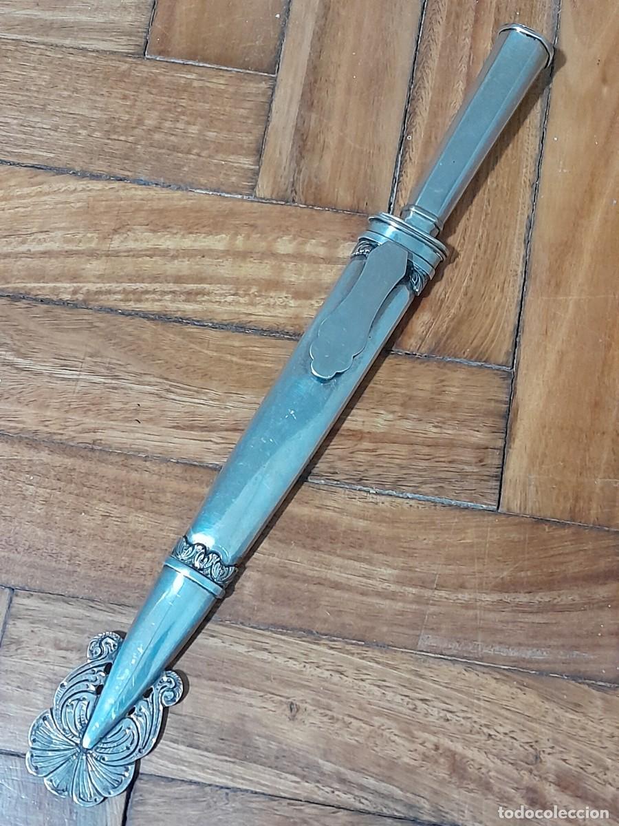 Militaria: Facon pu&ntilde;al criollo Argentino todo plata esterlina 800 hoja Alemana sXIX Weyesberg Solingen