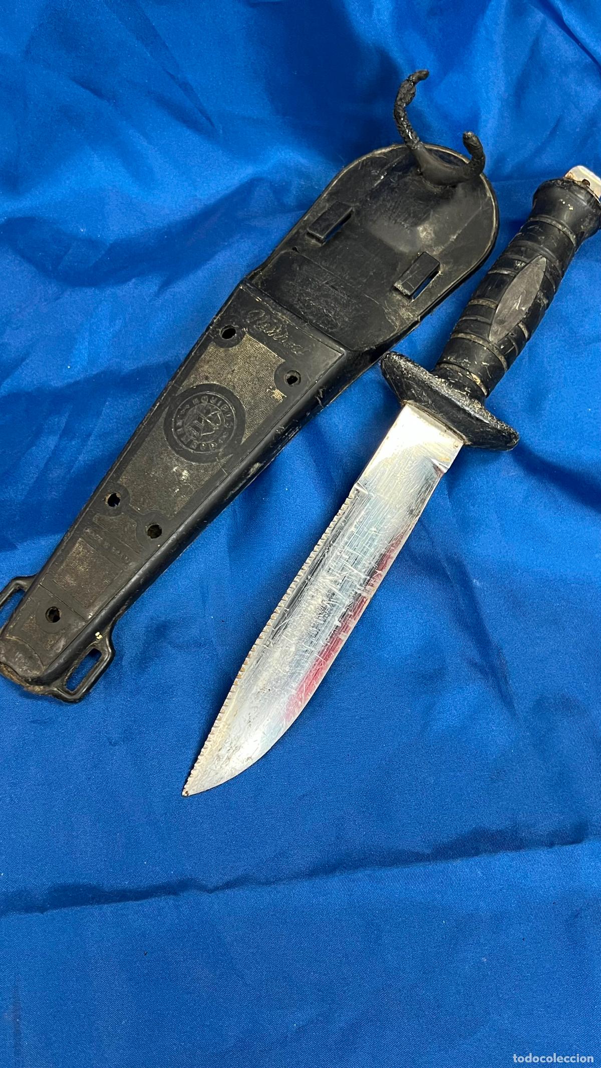 Militaria: Antiguo Cuchillo de Submarinismo Nemrod Inox con Funda Original. Cuchillo de Buceo Vintage