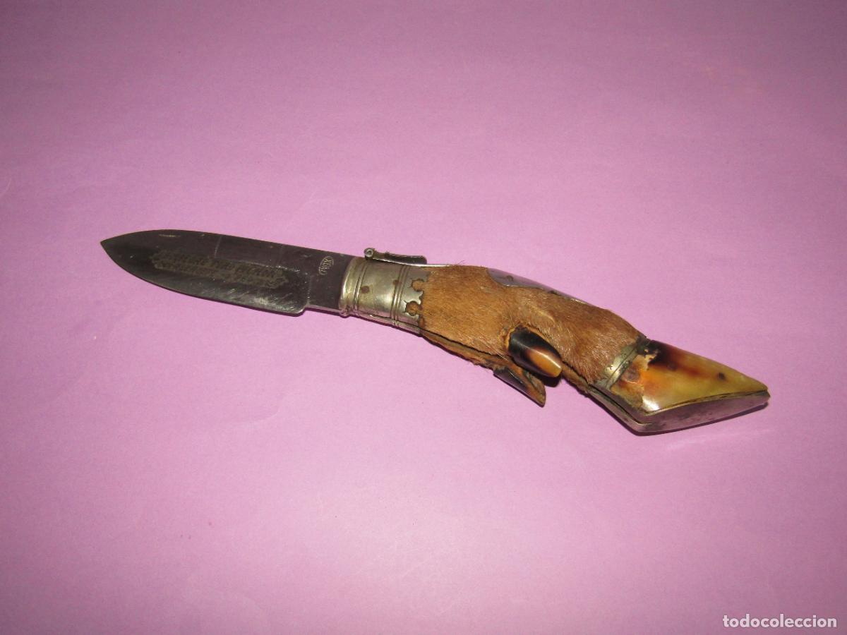 Militaria: Antigua Navaja Pata de Ciervo o Jabal&iacute; Marcada SOCIEDAD TIRO PICH&Oacute;N de ALBACETE del A&ntilde;o 1964