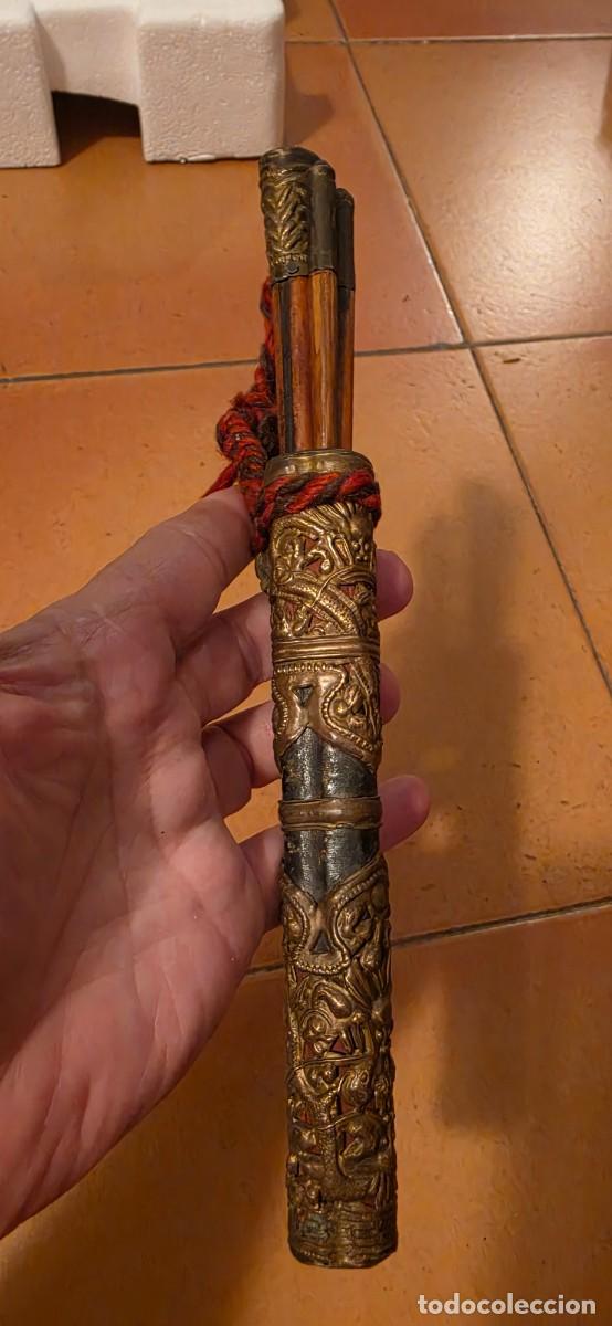 Militaria: Antiguo conjunto de vusje tibetano cuchillo y palillos