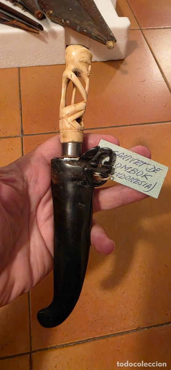 Militaria: Precioso cuchillo lombok indonesio asta y hueso o similar