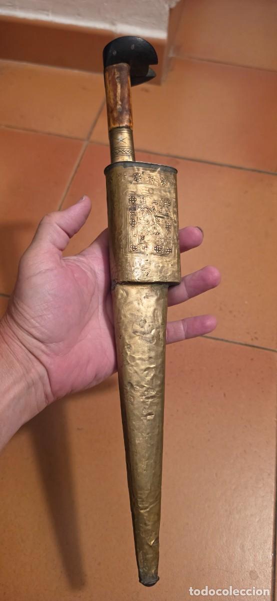 Militaria: Impresionante cuchillo grande afgano muy trabajado antiguo