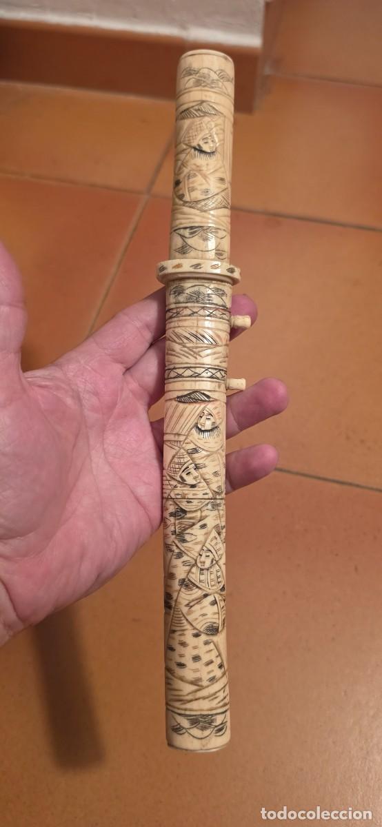 Militaria: Preciosa daga japonesa antigua hueso o similar