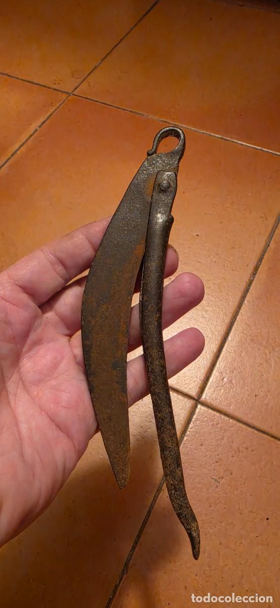 Militaria: Muy antiguo cuchillo forja plegable campo