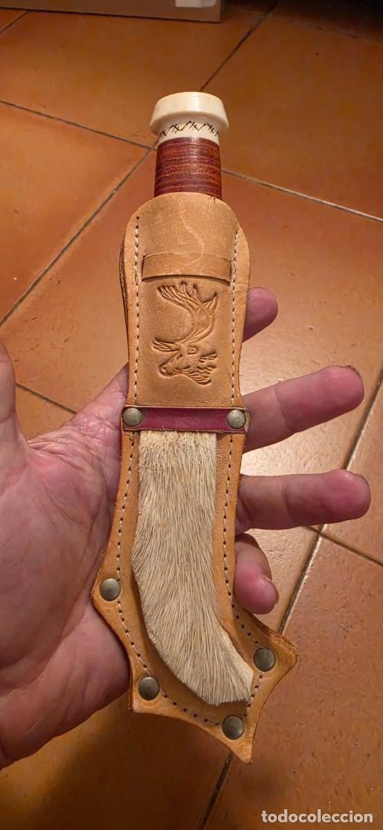 Militaria: Precioso pukko asta, hueso, madera abedul