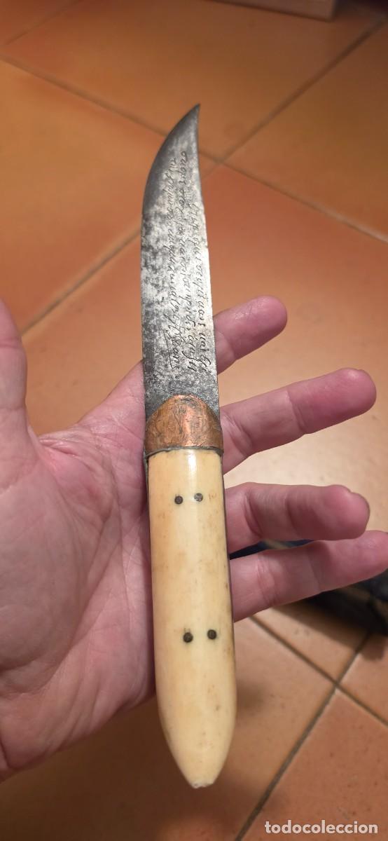 Militaria: Muy antiguo cuchillo griego firmado y von leyenda