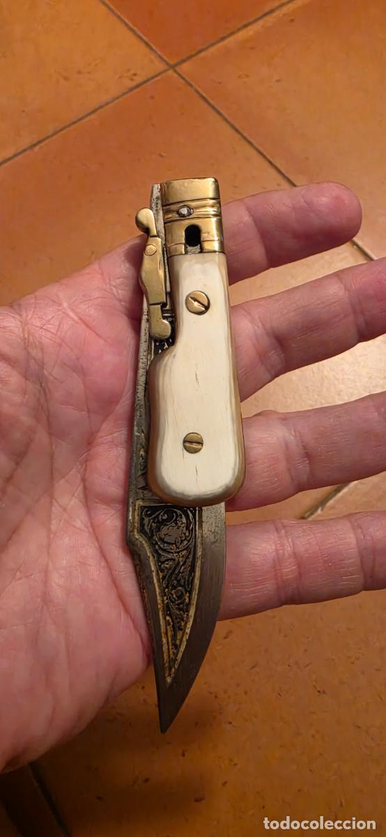 Militaria: Preciosa navaja cuchillo Toledo antigua con funda