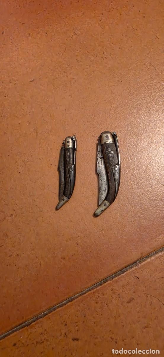 Militaria: Preciosa pareja peque&ntilde;as navajas Albacete muy antiguas