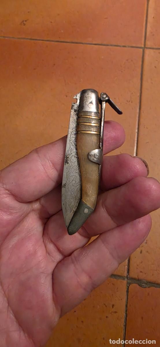 Militaria: Preciosa navaja espa&ntilde;ola antigua hoja grabada