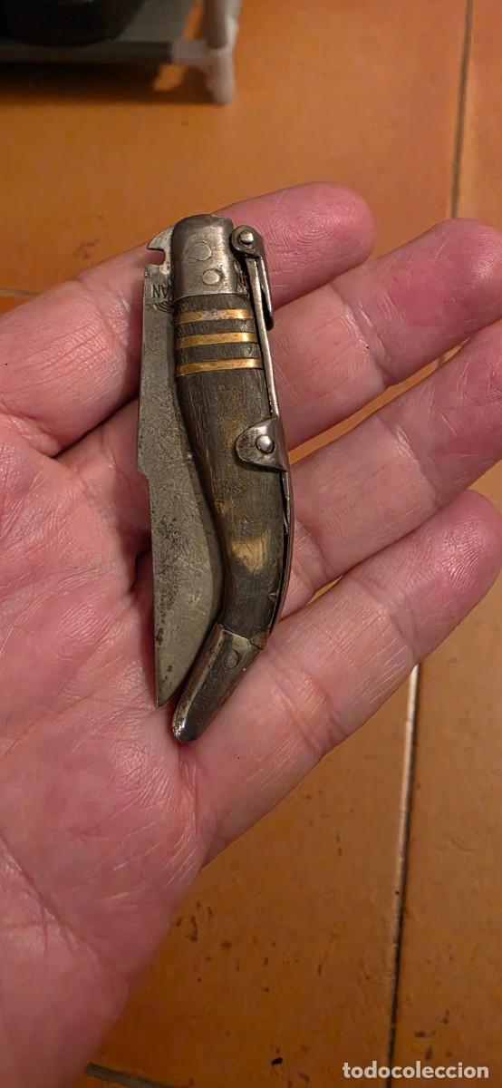 Militaria: Preciosa navaja espa&ntilde;ola antigua hoja grabada