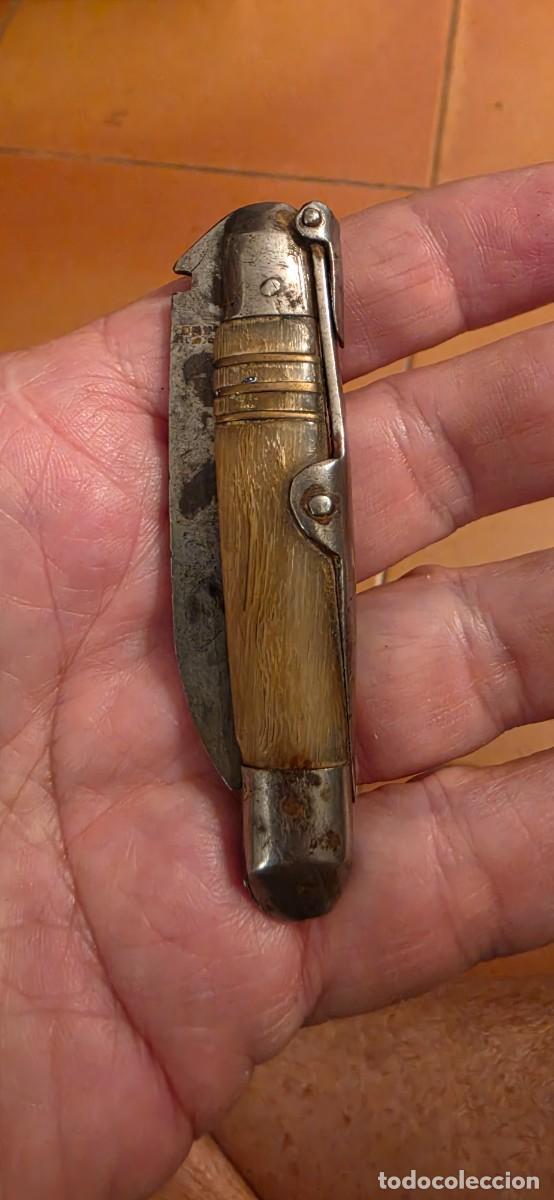 Militaria: Preciosa navaja espa&ntilde;ola antigua hoja grabada