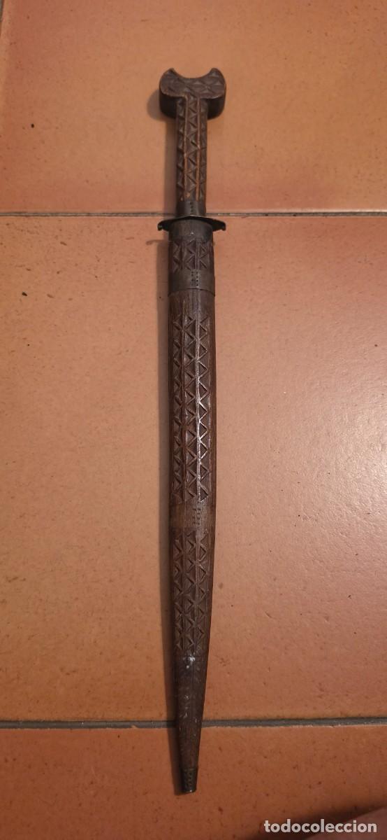Militaria: Precioso gran cuchillo norte de africa hoja grabada