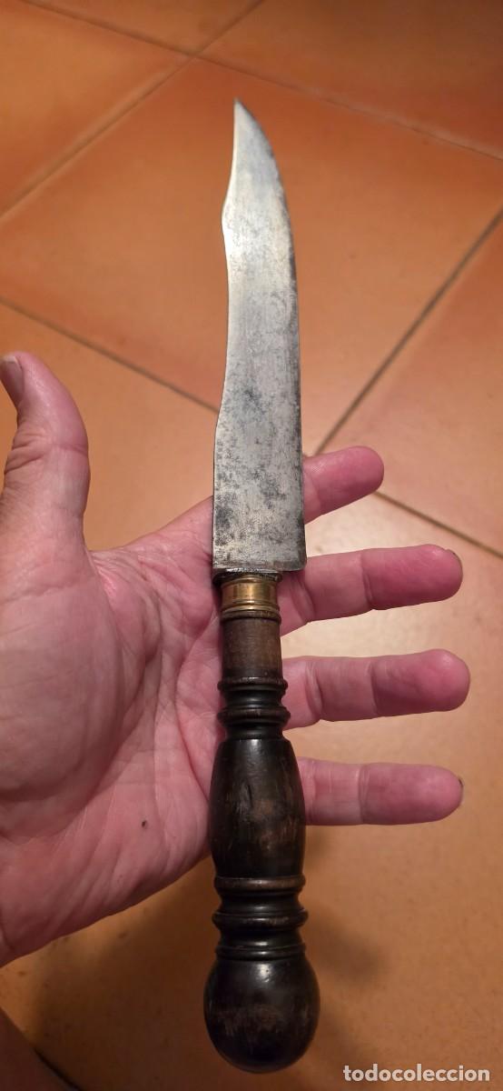 Militaria: Precioso gran cuchillo antiguo firmado
