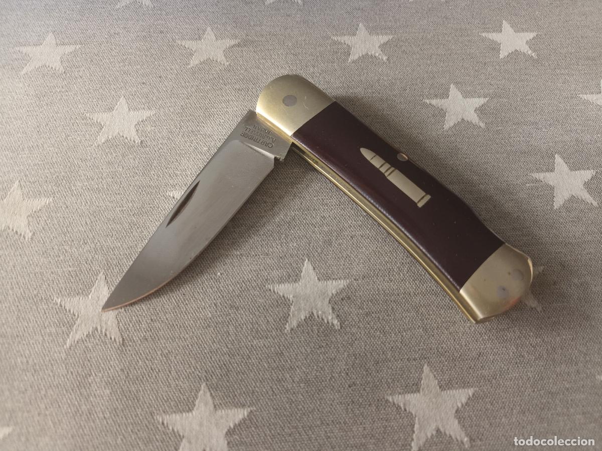 Militaria: NAVAJA CAZA. A.G RUSELL CARTRIDGE JAPAN. CACHA CON BALA PROYECTIL