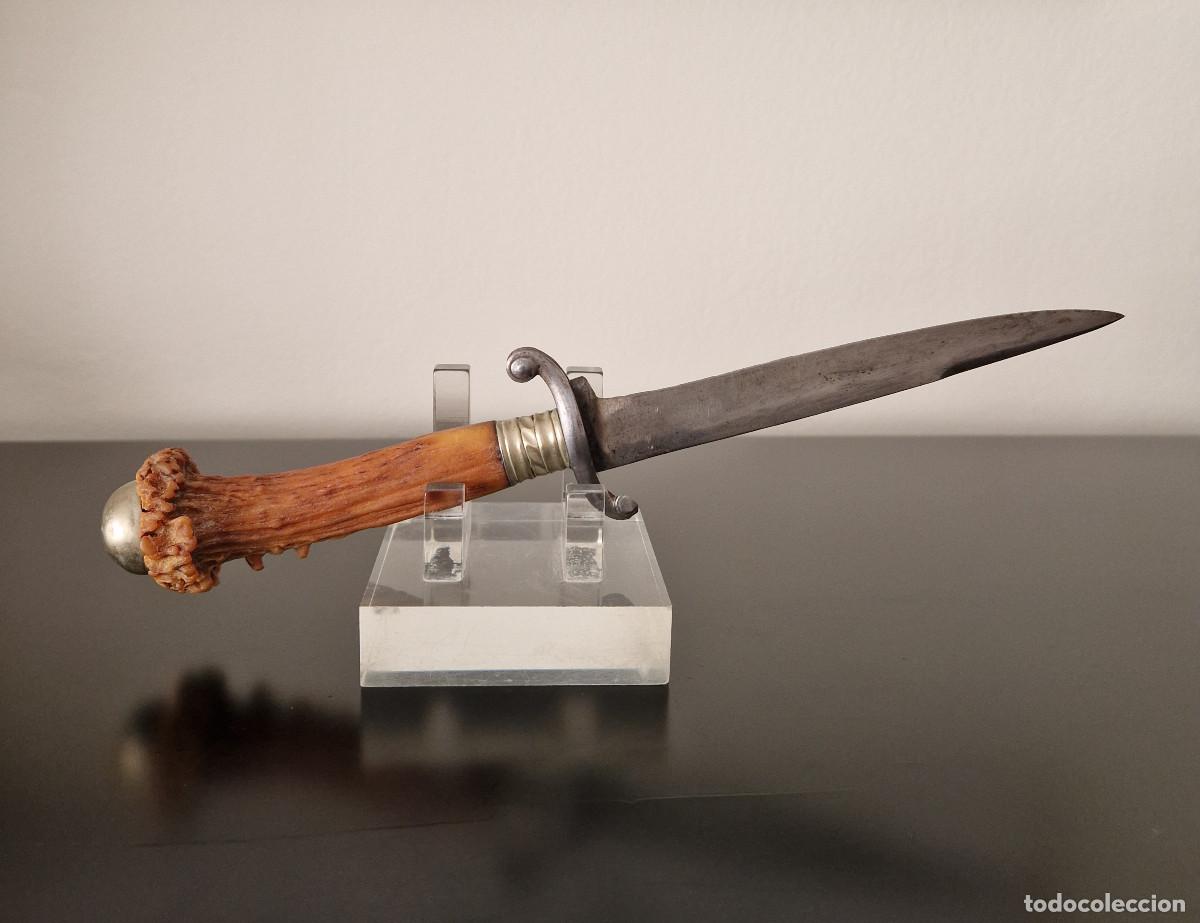 Militaria: CUCHILLO ANTIGUO CON MANGO DE ASTA - Foto 2
