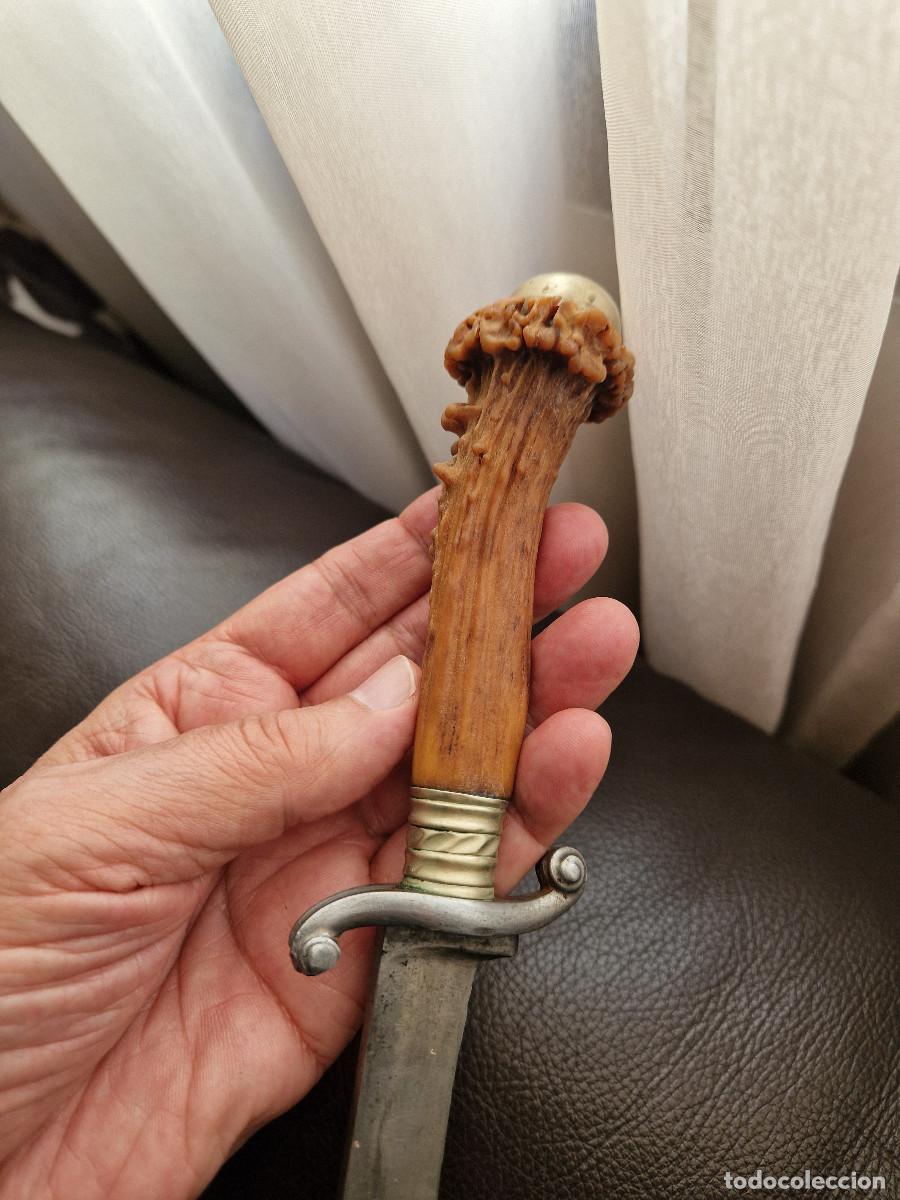 Militaria: CUCHILLO ANTIGUO CON MANGO DE ASTA - Foto 7
