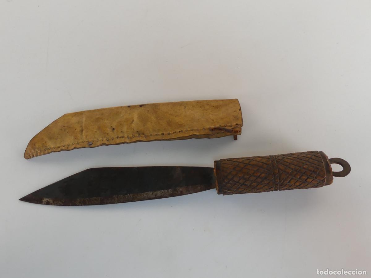 Militaria: INTERESANTE CUCHILLO MANGO DE MADERA OBJETO DE COLECCION