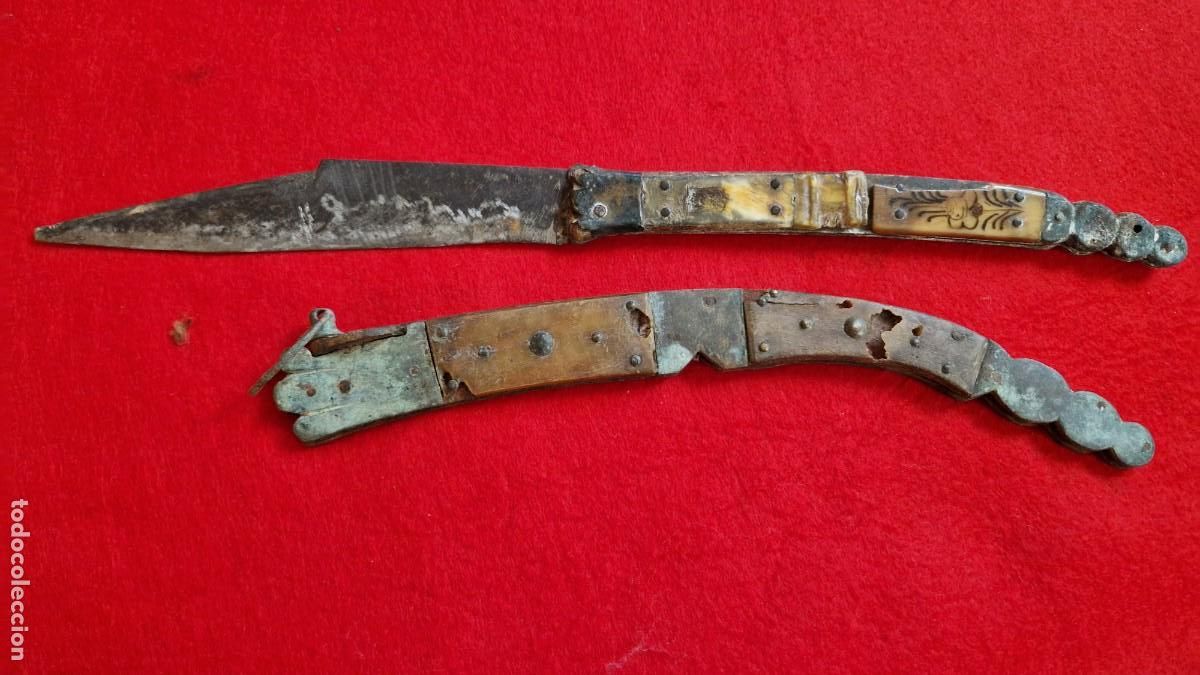 Militaria: Navaja francesa para restaurar o piezas y cacha sin hoja