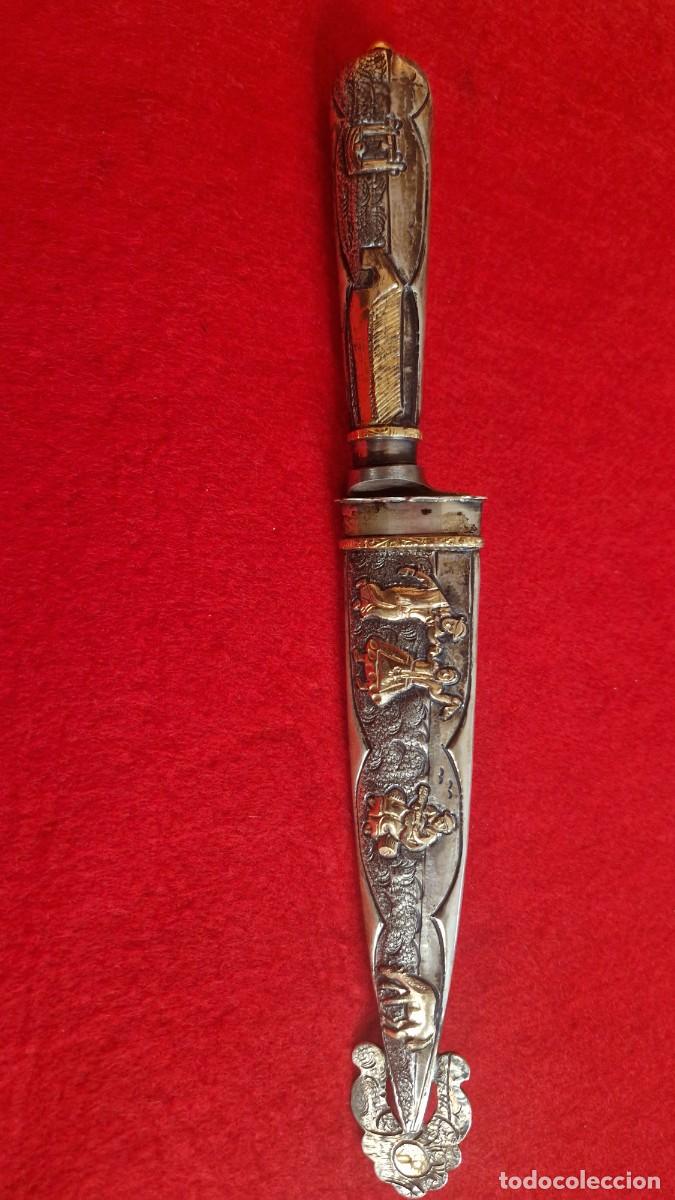 Militaria: Antiguo fac&oacute;n argentino oro y plata