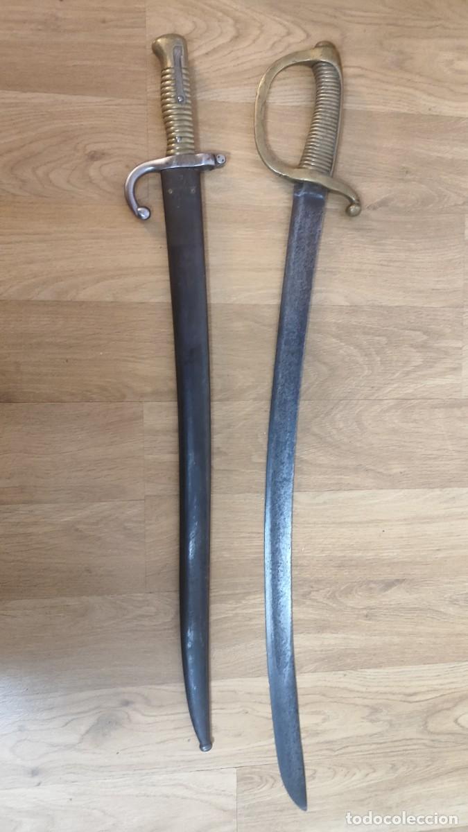 Militaria: Lote Sable briquet anXI y bayoneta chassepot