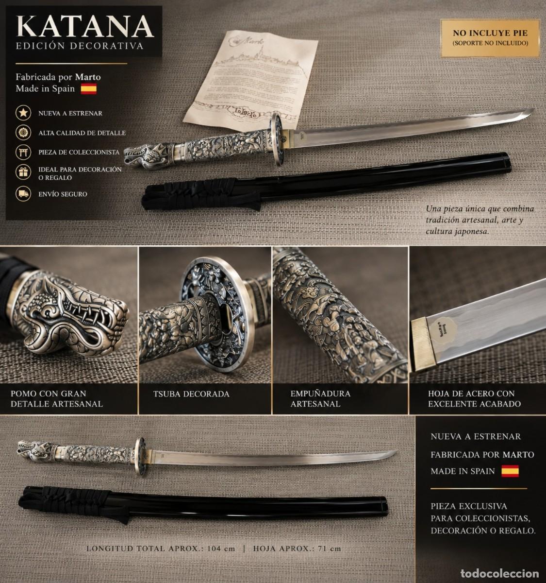 Militaria: Katana MARTO Toledo &ndash; Edici&oacute;n Decorativa &ndash; Nueva a Estrenar &ndash; Pieza de Colecci&oacute;n