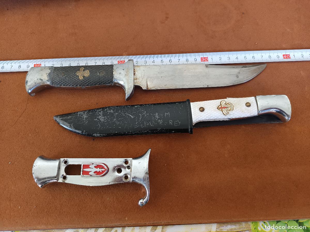 Militaria: 2 MACHETE CUCHILLO BOY SCOUT, OJE, FRENTE JUVENTUDES, SIEMPRE LISTO, DEFECTOSM CENTAURO Y KOBRA