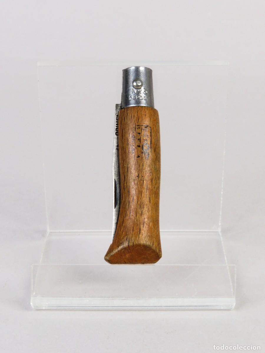 Militaria: Navaja de acero y cachas de madera Opinel N&ordm; 3 Francia siglo XX