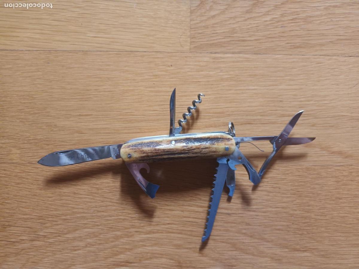 Militaria: NAVAJA MULTIUSOS SACACORCHOS CUCHILLO AITOR GRAN P CHIPPIE. MANGO ASTA CIERVO SPAIN