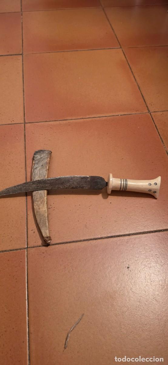 Militaria: Preciosa daga norte de &Aacute;frica hueso o similar y hoja marcada