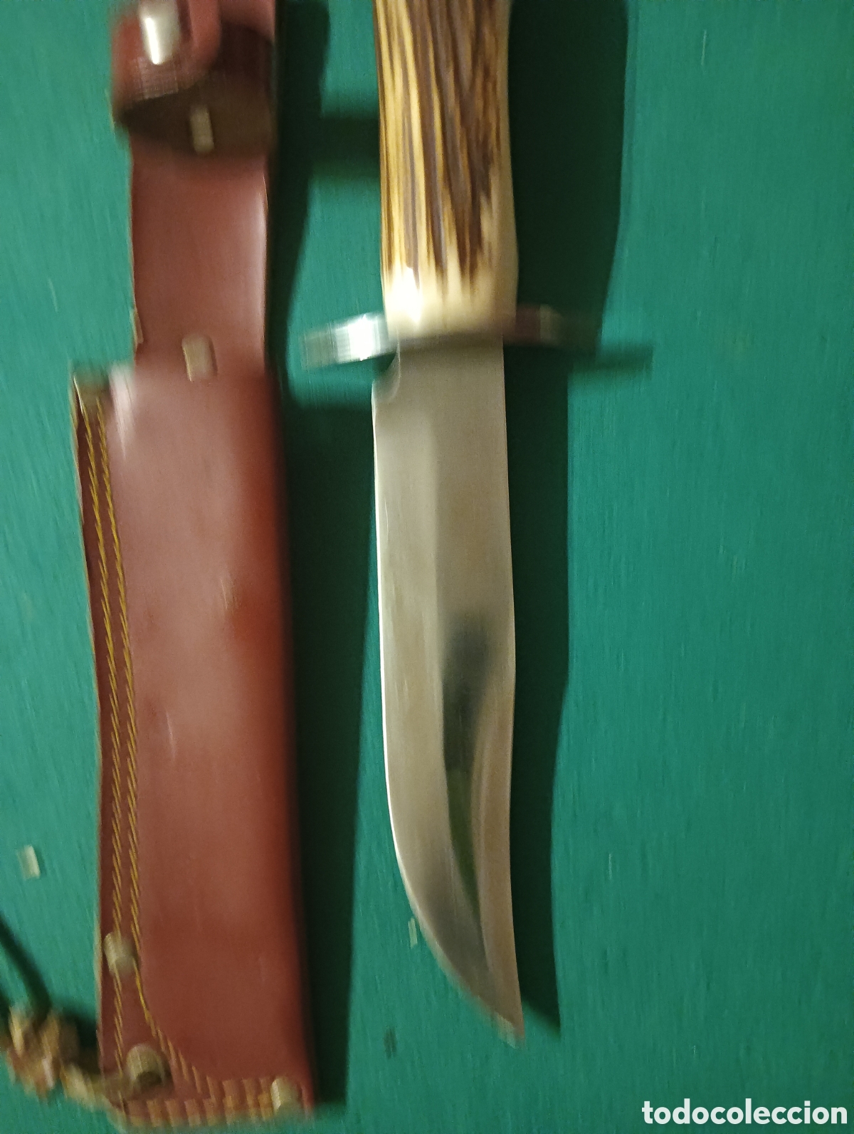 Militaria: Cuchillo de caza con funda de cuero - Foto 2