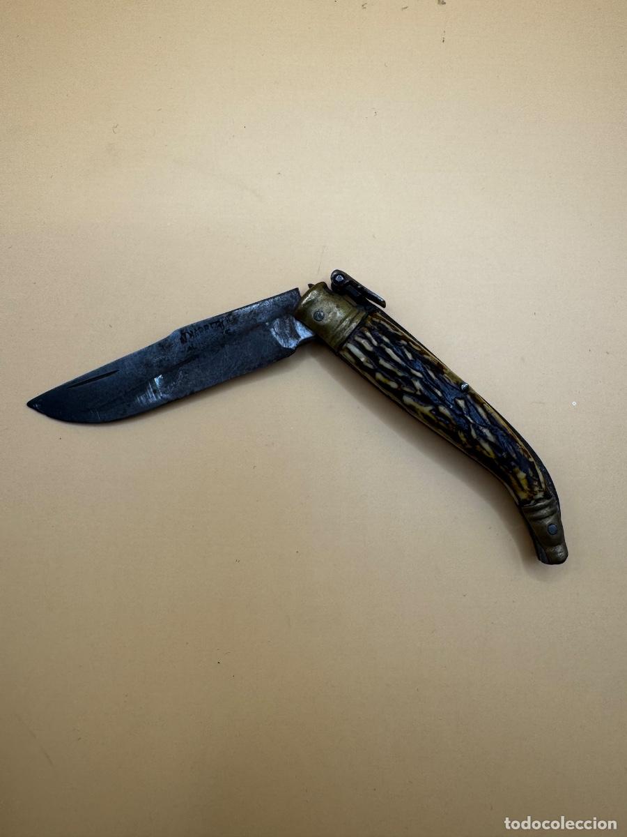 Militaria: ANTIGUA NAVAJA ALBACETE&Ntilde;A BARBERO &ndash; ASTA DE CIERVO &ndash; CIERRE DE PALANQUILLA &ndash; ALBACETE