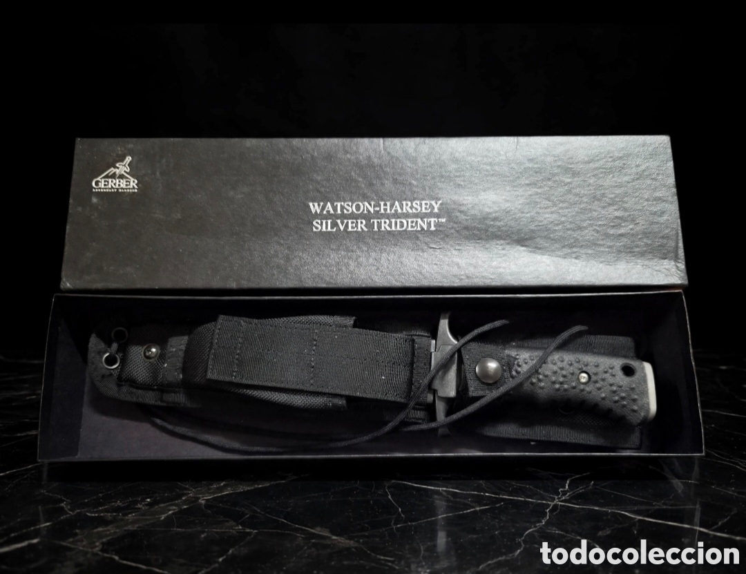 Militaria: CUCHILLO T&Aacute;CTICO - WATSON-HARSEY SILVER TRIDENT - Gerber Legendary Blades - Caja negra - funda nylon