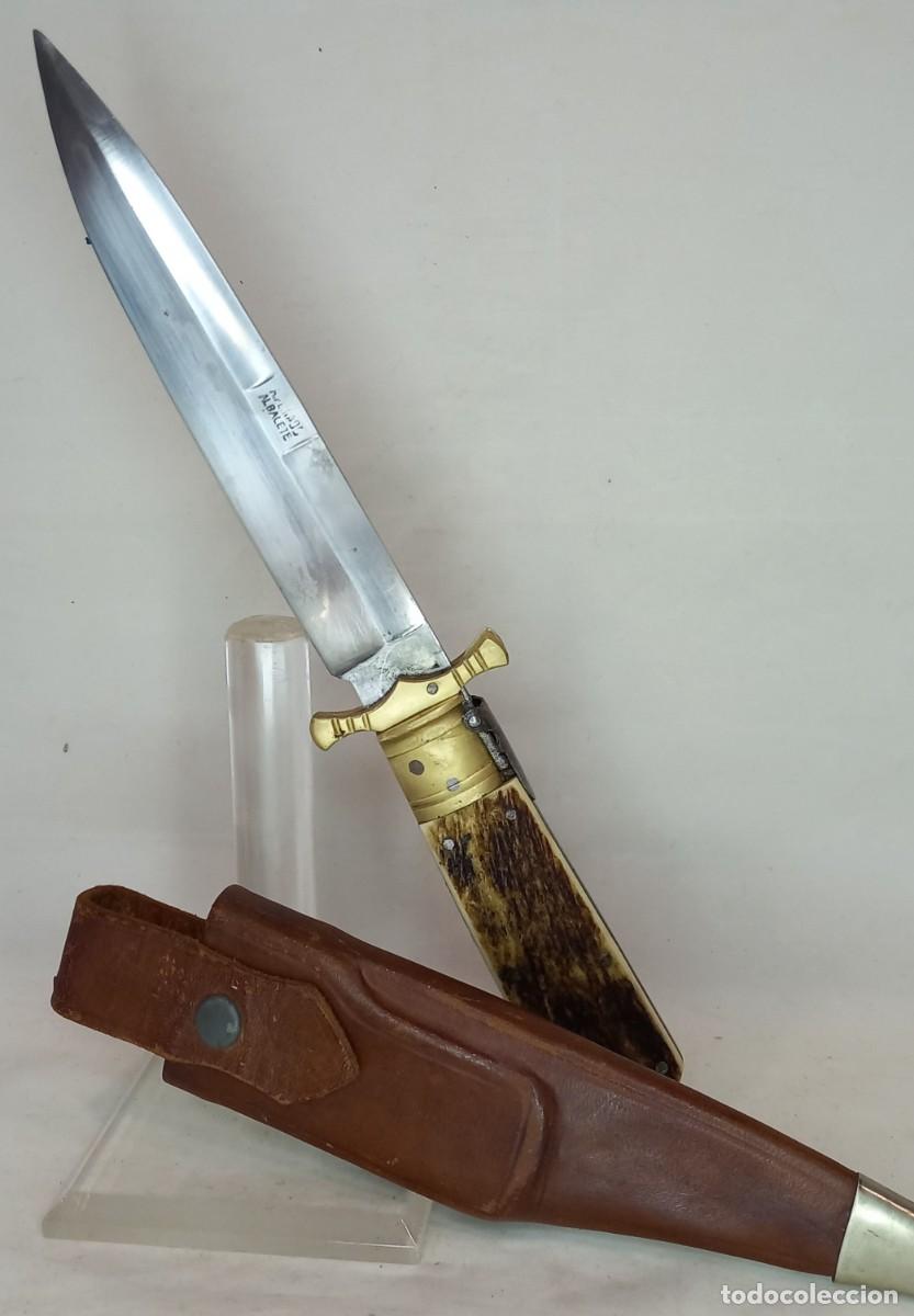 Militaria: ANTIGUA NAVAJA-CUCHILLO PLEGABLE DEL ARTESANO ANTONIO PEINADO DE ALBACETE CON CACHAS DE VENADO