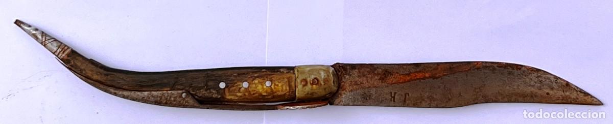 Militaria: GRAN NAVAJA ANTIGUA ESPA&Ntilde;OLA, CARRACA 3 GOLPES, PUNZ&Oacute;N JR, 42 CM ABIERTA, POSIBLE JEREZANA