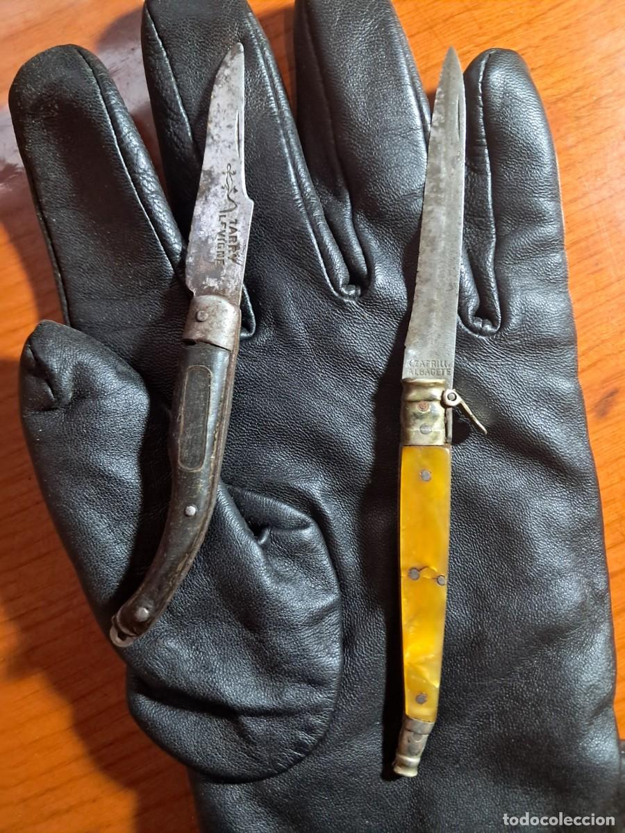 Militaria: lote de 2 navajas antiguas de bolsillo francesa Tarry Levigne a&ntilde;os 30 y estilete ceruloide