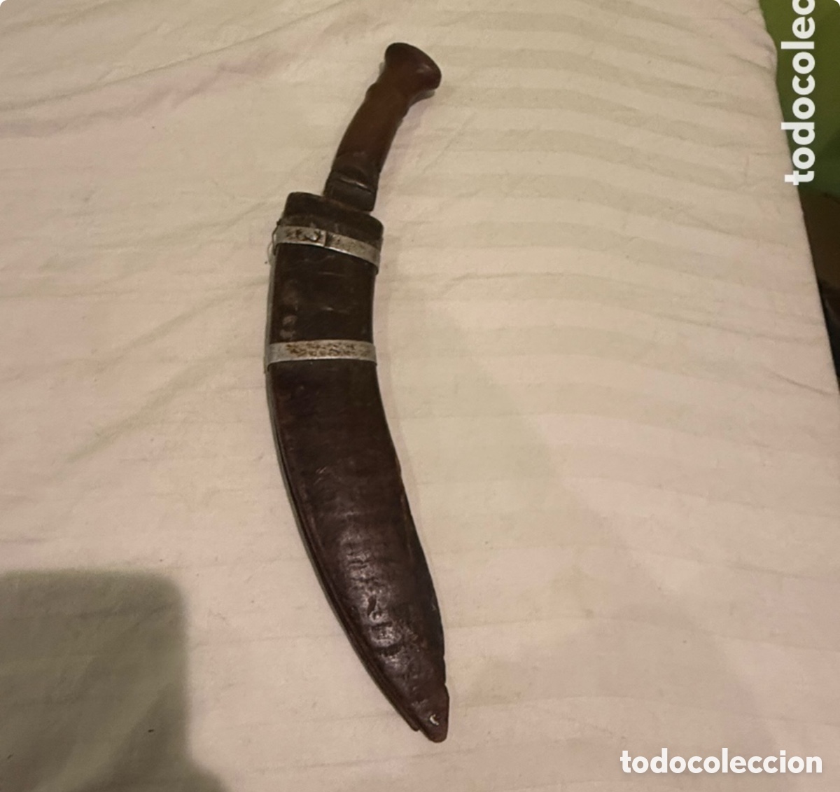 Militaria: ANTIGUO KUKRI NEPAL&Iacute; GURKHA SIGLO XIX CON FUNDA DE MADERA Y HOJA GRABADA
