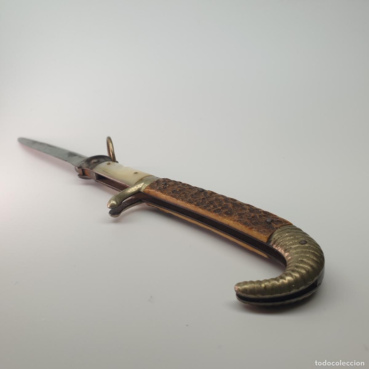 Militaria: Navaja Caza Monter&iacute;a GIRAL BAYONNE 30 cm N&aacute;car y Asta