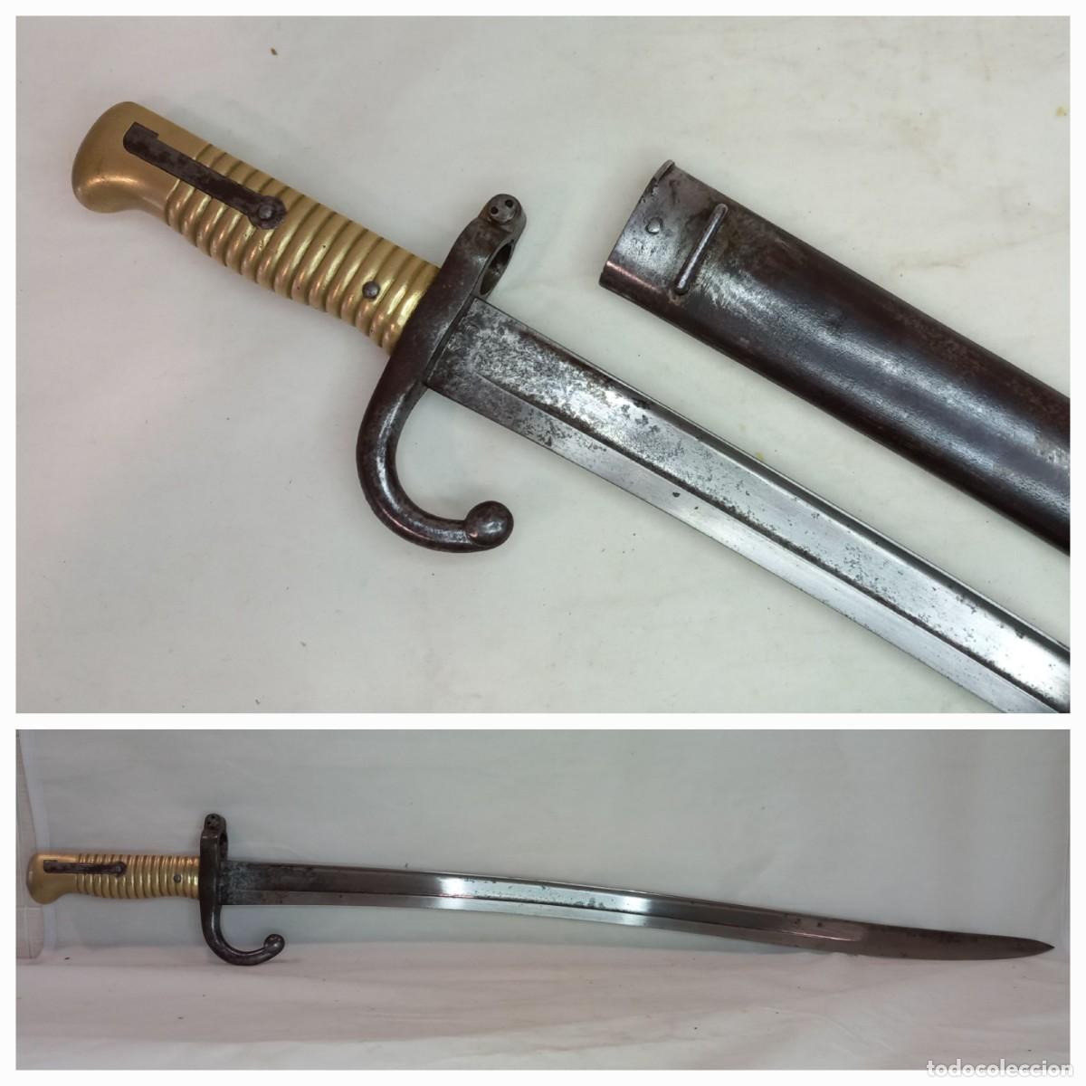 Militaria: ESPADA - BAYONETA FRANCESA CON SU VAINA Mod. 1866 , TIPO YATAGAN , PARA FUSIL CHASSEPOT DEL S. XIX