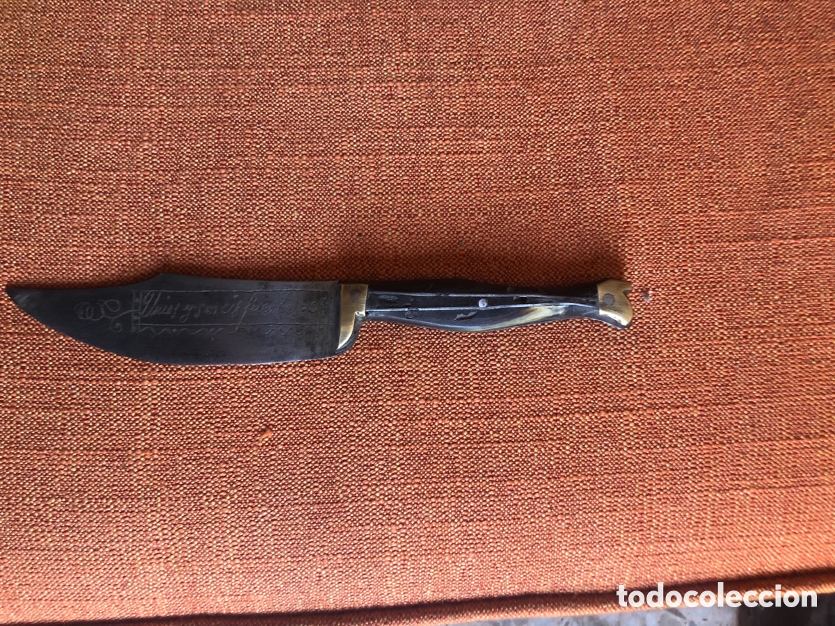 Militaria: CUCHILLO ARAGONES ORIGINAL BOTA O SABATETA CON LEYENDA EN LA HOJA