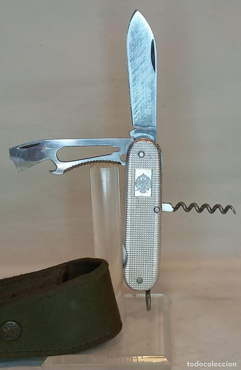 Militaria: EXTRAORDINARIA NAVAJA TIPO RECLUTA DE AITOR CON CACHAS DE ALUMINIO CON ESCUDO DE LAS FUERZAS ARMADAS