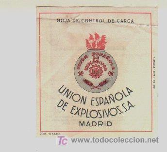 Militaria: Hoja de control de carga de cartucheria. U.E.E.. A&ntilde;os 60. - Foto 1