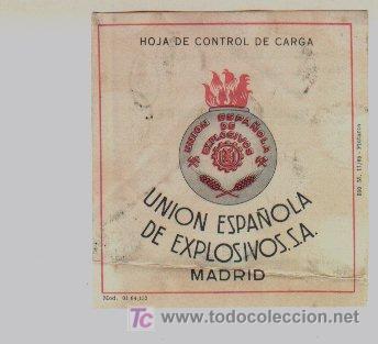 Militaria: Hoja de control de carga de cartucheria. U.E.E.. A&ntilde;os 60. - Foto 1