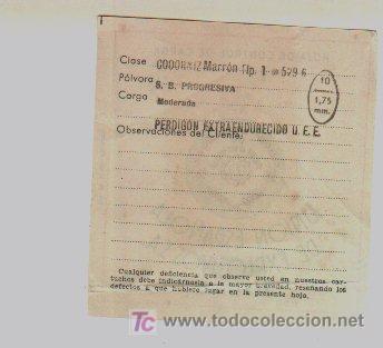 Militaria: Hoja de control de carga de cartucheria. U.E.E.. A&ntilde;os 60. - Foto 2
