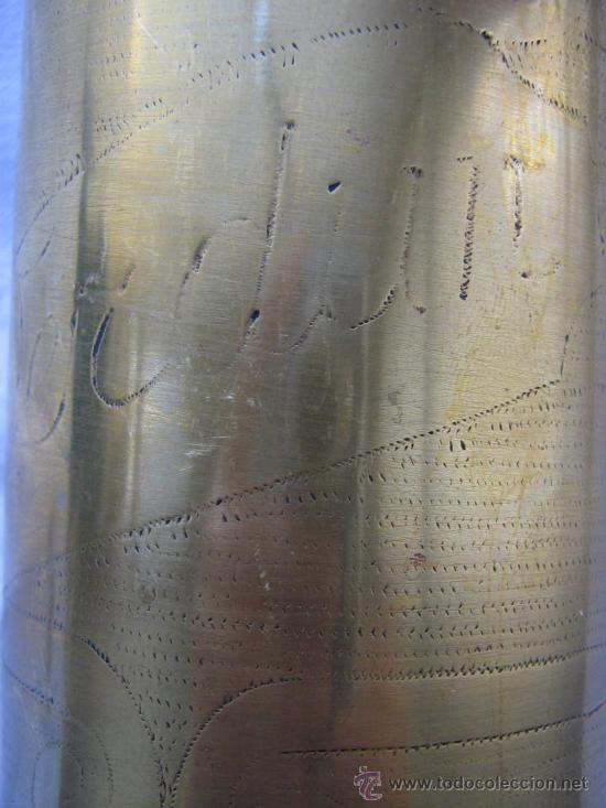 Militaria: VAINA DE OBUS INERTE DECORADA VERDUN - Foto 2